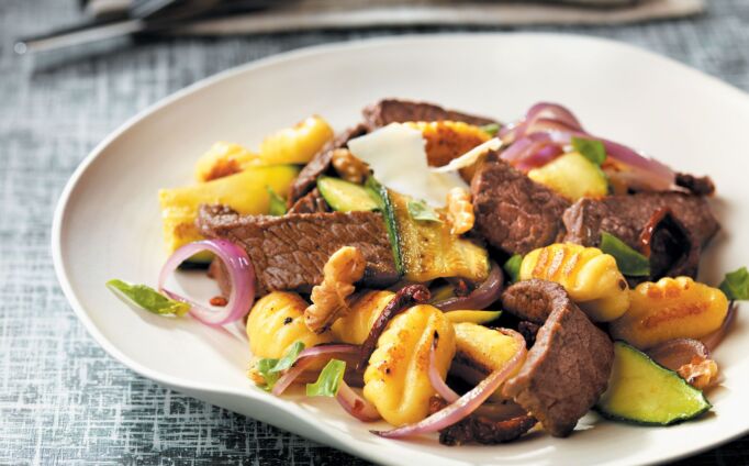 Beef Ranch Steak Strips and Zucchini Gnocchi