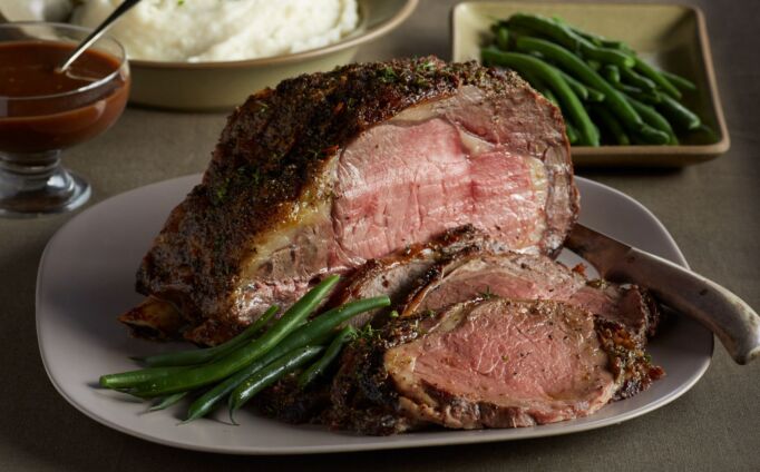 Beef Rib Roast with Chocolate-Port Sauce and Goat Cheese Potatoes