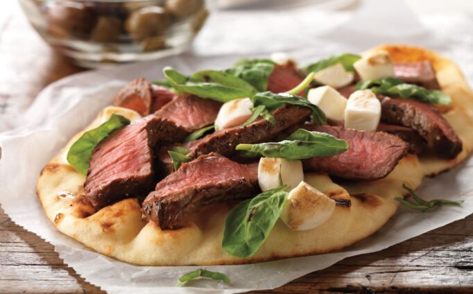 Grilled Steak and Fresh Mozzarella Flatbread