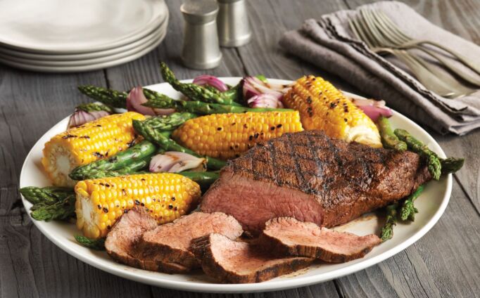 Lemon-Garlic Grilled Beef Tri-Tip Roast with Vegetables